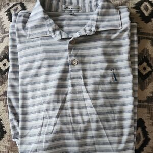 Peter Millar Gray and Black Striped Polo Shirt